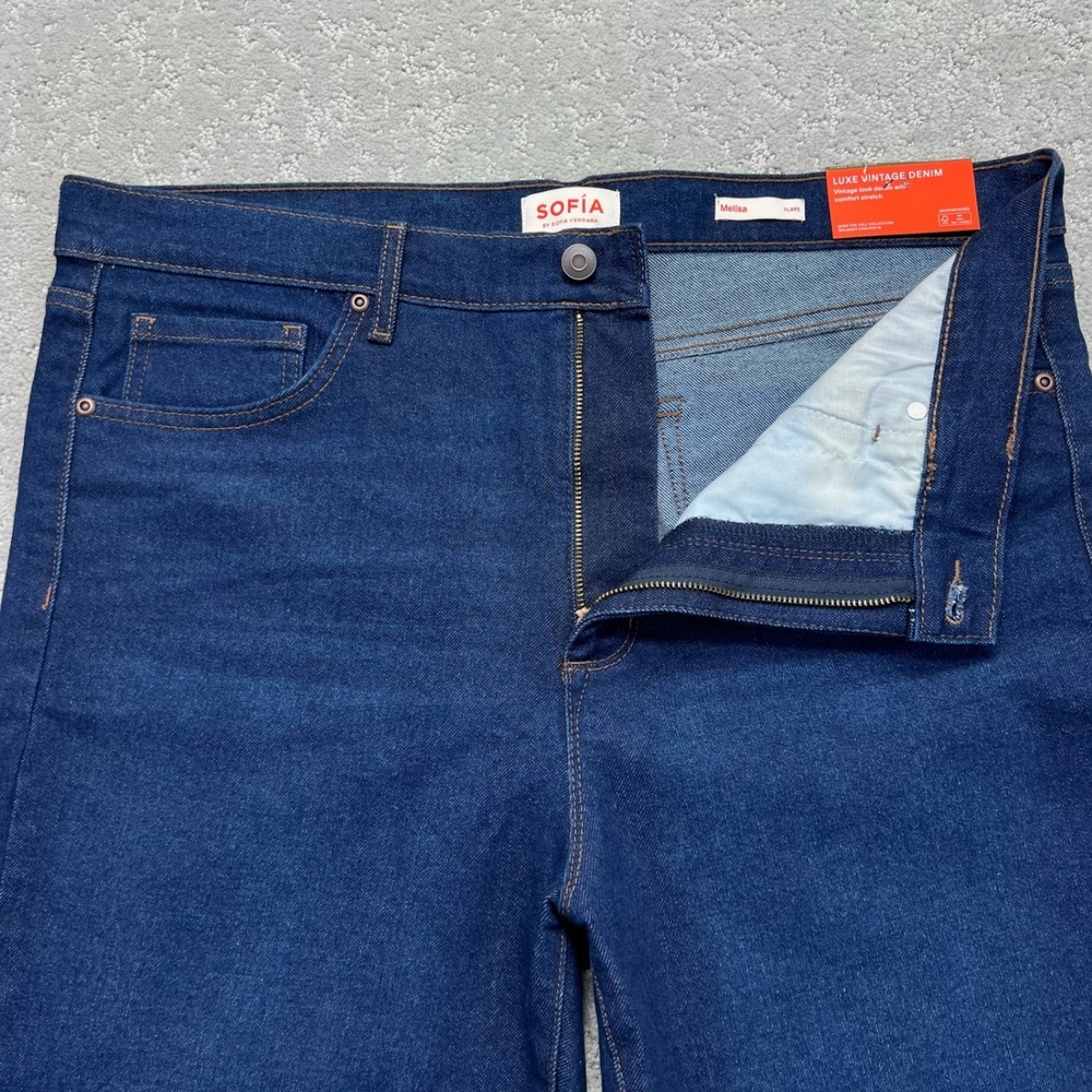Sofia by Sofia Vergara Jeans Womens 18 Blue Dark Wash Melisa Flare High Rise NEW